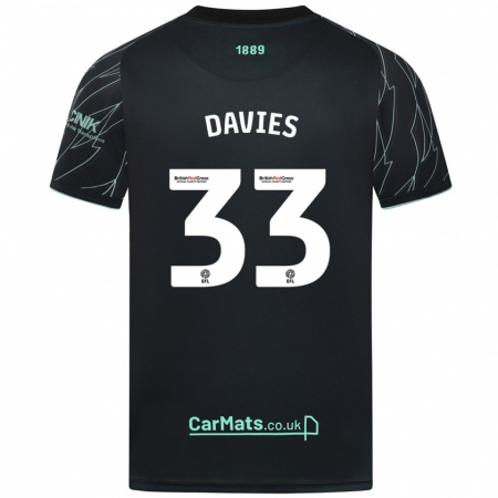 Kandiny Hombre Camiseta Bethan Davies #33 Negro Verde 2ª Equipación 2024/25 La Camisa Chile