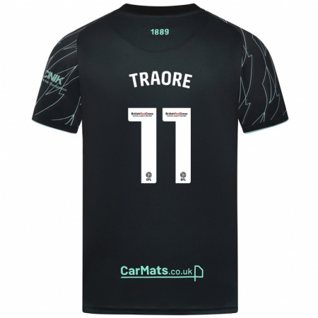 Kandiny Hombre Camiseta Bénie Traoré #11 Negro Verde 2ª Equipación 2024/25 La Camisa Chile