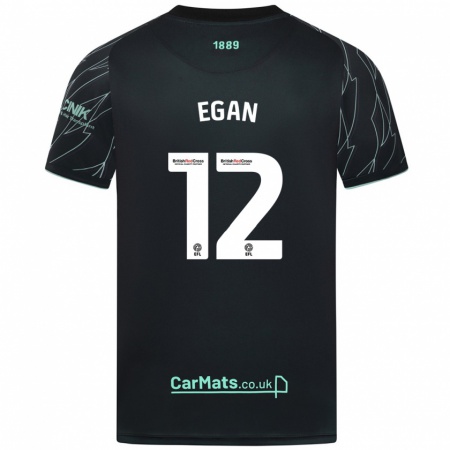 Kandiny Hombre Camiseta John Egan #12 Negro Verde 2ª Equipación 2024/25 La Camisa Chile