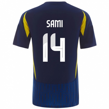 Kandiny Hombre Camiseta Sami Al-Najei #14 Azul Amarillo 2ª Equipación 2024/25 La Camisa Chile