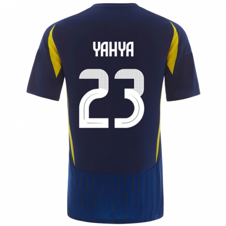 Kandiny Hombre Camiseta Ayman Yahya #23 Azul Amarillo 2ª Equipación 2024/25 La Camisa Chile