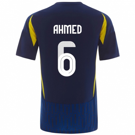 Kandiny Hombre Camiseta Aseel Ahmed #6 Azul Amarillo 2ª Equipación 2024/25 La Camisa Chile