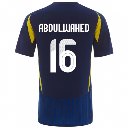 Kandiny Hombre Camiseta Ghader Abdulwahed #16 Azul Amarillo 2ª Equipación 2024/25 La Camisa Chile