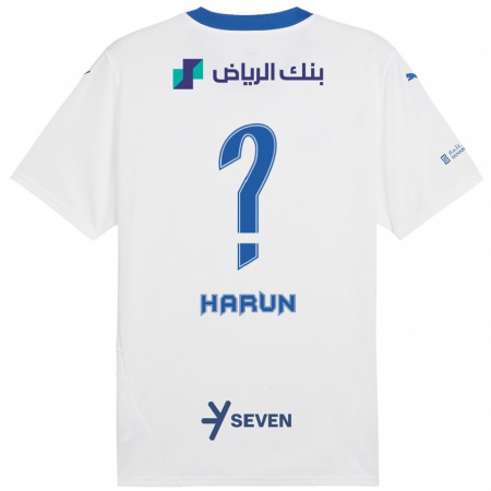 Kandiny Hombre Camiseta Saud Harun #0 Blanco Azul 2ª Equipación 2024/25 La Camisa Chile