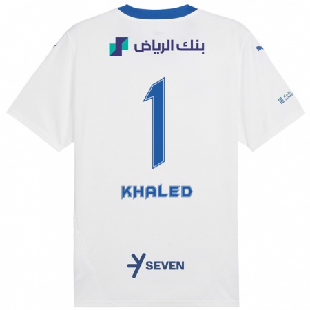 Kandiny Hombre Camiseta Nawal Khaled #1 Blanco Azul 2ª Equipación 2024/25 La Camisa Chile