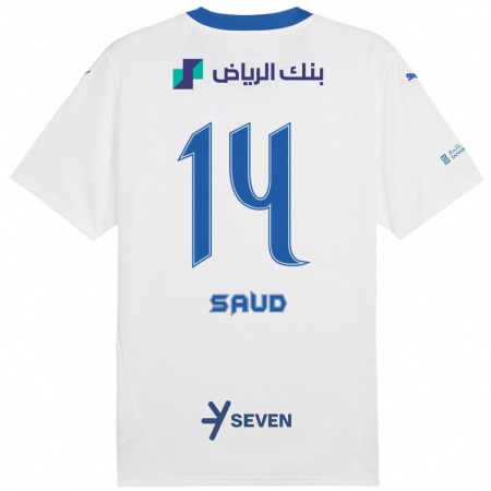 Kandiny Hombre Camiseta Nouf Saud #14 Blanco Azul 2ª Equipación 2024/25 La Camisa Chile