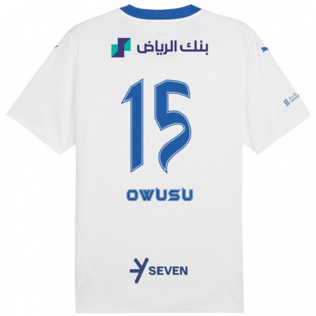 Kandiny Hombre Camiseta Mavis Owusu #15 Blanco Azul 2ª Equipación 2024/25 La Camisa Chile