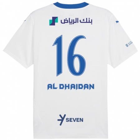 Kandiny Hombre Camiseta Nadia Al-Dhaidan #16 Blanco Azul 2ª Equipación 2024/25 La Camisa Chile