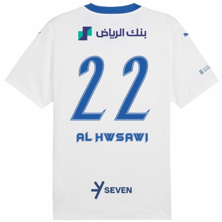 Kandiny Hombre Camiseta Shorouq Al-Hwsawi #22 Blanco Azul 2ª Equipación 2024/25 La Camisa Chile