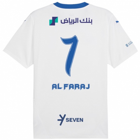 Kandiny Hombre Camiseta Salman Al-Faraj #7 Blanco Azul 2ª Equipación 2024/25 La Camisa Chile