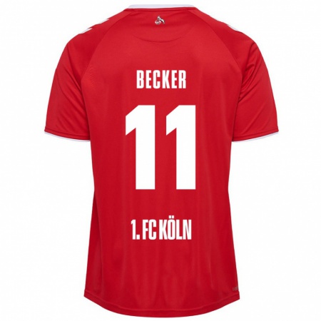 Kandiny Hombre Camiseta Marlon Becker #11 Rojo Blanco 2ª Equipación 2024/25 La Camisa Chile