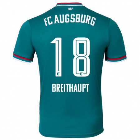 Kandiny Hombre Camiseta Tim Breithaupt #18 Verde Oscuro 2ª Equipación 2024/25 La Camisa Chile