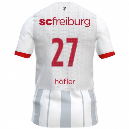 Kandiny Hombre Camiseta Nicolas Höfler #27 Blanco Gris 2ª Equipación 2024/25 La Camisa Chile