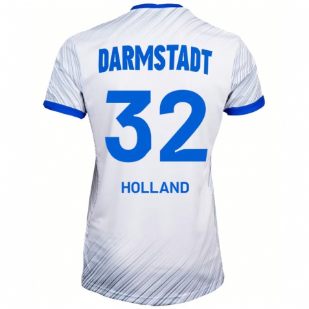 Kandiny Hombre Camiseta Fabian Holland #32 Blanco Azul 2ª Equipación 2024/25 La Camisa Chile