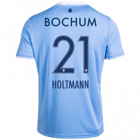 Kandiny Hombre Camiseta Gerrit Holtmann #21 Azul Cielo 2ª Equipación 2024/25 La Camisa Chile