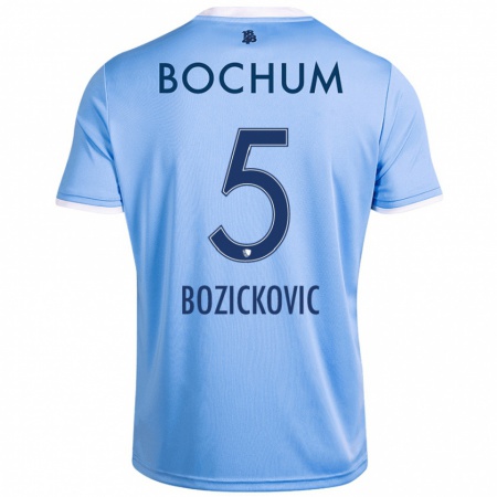 Kandiny Hombre Camiseta Niko Bozickovic #5 Azul Cielo 2ª Equipación 2024/25 La Camisa Chile