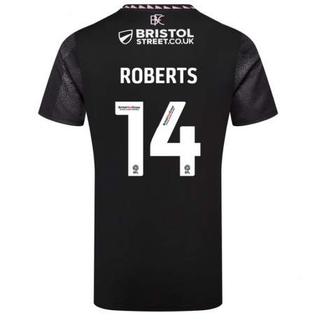 Kandiny Hombre Camiseta Connor Roberts #14 Negro 2ª Equipación 2024/25 La Camisa Chile