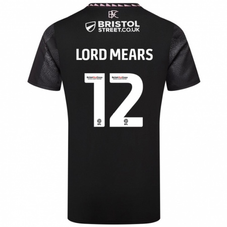 Kandiny Hombre Camiseta Rhema Lord-Mears #12 Negro 2ª Equipación 2024/25 La Camisa Chile