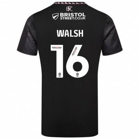 Kandiny Hombre Camiseta Lucy Walsh #16 Negro 2ª Equipación 2024/25 La Camisa Chile