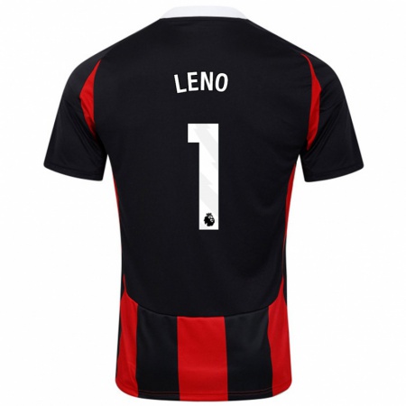 Kandiny Hombre Camiseta Bernd Leno #1 Negro Rojo 2ª Equipación 2024/25 La Camisa Chile