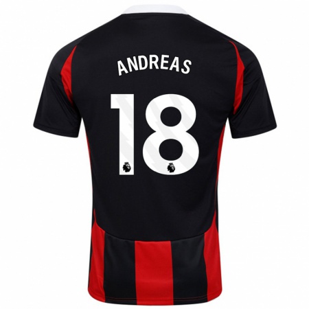 Kandiny Hombre Camiseta Andreas Pereira #18 Negro Rojo 2ª Equipación 2024/25 La Camisa Chile