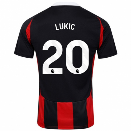 Kandiny Hombre Camiseta Saša Lukić #20 Negro Rojo 2ª Equipación 2024/25 La Camisa Chile