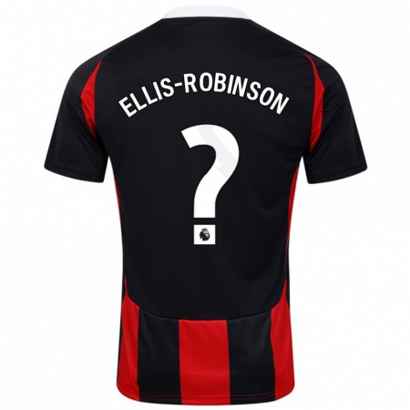 Kandiny Hombre Camiseta Eddie Ellis-Robinson #0 Negro Rojo 2ª Equipación 2024/25 La Camisa Chile