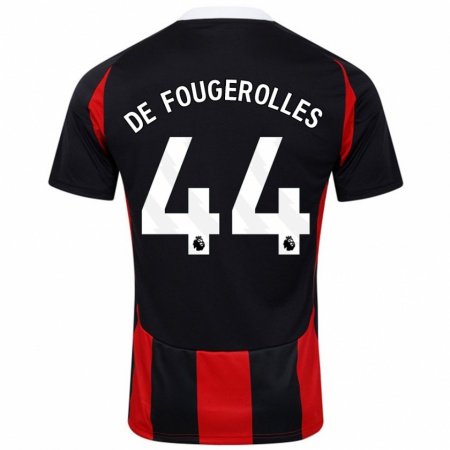 Kandiny Hombre Camiseta Luc De Fougerolles #44 Negro Rojo 2ª Equipación 2024/25 La Camisa Chile