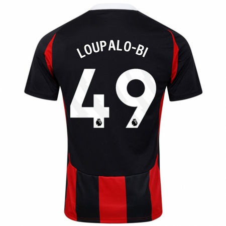 Kandiny Hombre Camiseta Aaron Loupalo-Bi #49 Negro Rojo 2ª Equipación 2024/25 La Camisa Chile