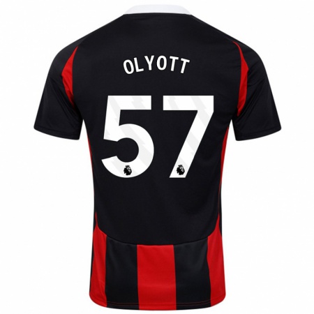 Kandiny Hombre Camiseta Tom Olyott #57 Negro Rojo 2ª Equipación 2024/25 La Camisa Chile