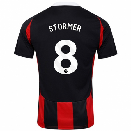 Kandiny Hombre Camiseta Becky Stormer #8 Negro Rojo 2ª Equipación 2024/25 La Camisa Chile