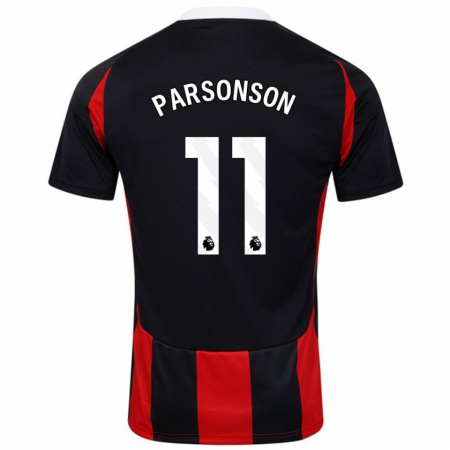 Kandiny Hombre Camiseta Madi Parsonson #11 Negro Rojo 2ª Equipación 2024/25 La Camisa Chile