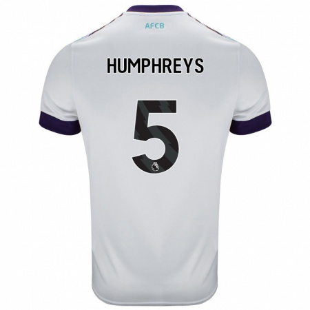 Kandiny Hombre Camiseta Holly Humphreys #5 Blanco Verde Púrpura 2ª Equipación 2024/25 La Camisa Chile