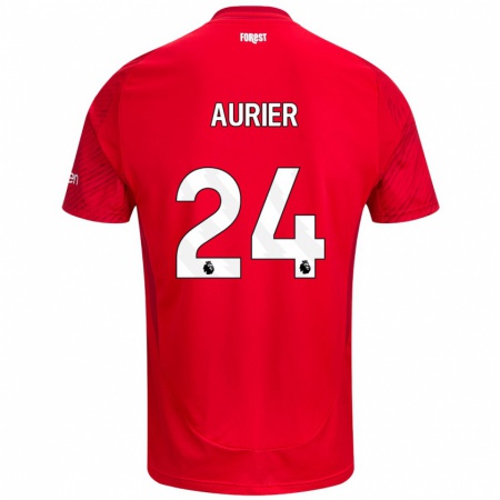 Kandiny Mujer Camiseta Serge Aurier #24 Rojo Blanco 1ª Equipación 2024/25 La Camisa Chile