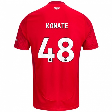 Kandiny Mujer Camiseta Ateef Konaté #48 Rojo Blanco 1ª Equipación 2024/25 La Camisa Chile