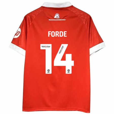 Kandiny Mujer Camiseta Anthony Forde #14 Rojo Blanco 1ª Equipación 2024/25 La Camisa Chile