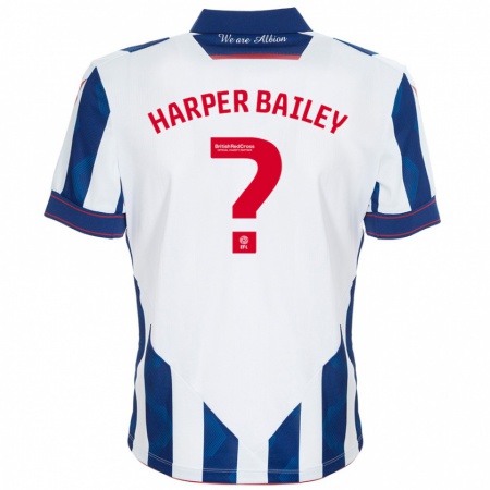 Kandiny Mujer Camiseta Aaron Harper-Bailey #0 Blanco Azul Oscuro 1ª Equipación 2024/25 La Camisa Chile