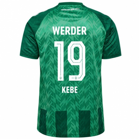 Kandiny Mujer Camiseta David Kébé #19 Verde 1ª Equipación 2024/25 La Camisa Chile