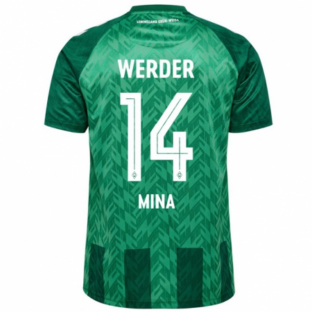 Kandiny Mujer Camiseta Johan Mina #14 Verde 1ª Equipación 2024/25 La Camisa Chile