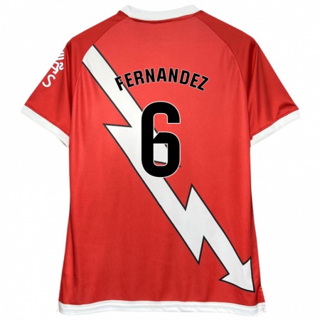 Kandiny Mujer Camiseta Paula Fernández #6 Blanco Rojo 1ª Equipación 2024/25 La Camisa Chile