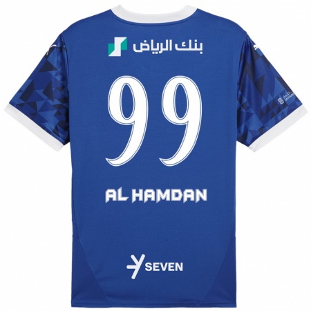 Kandiny Mujer Camiseta Abdullah Al-Hamdan #99 Azul Oscuro Blanco 1ª Equipación 2024/25 La Camisa Chile