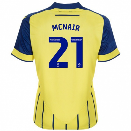 Kandiny Mujer Camiseta Paddy Mcnair #21 Amarillo Azul 2ª Equipación 2024/25 La Camisa Chile