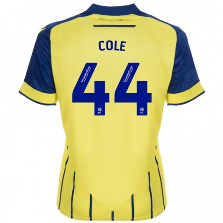 Kandiny Mujer Camiseta Devante Cole #44 Amarillo Azul 2ª Equipación 2024/25 La Camisa Chile