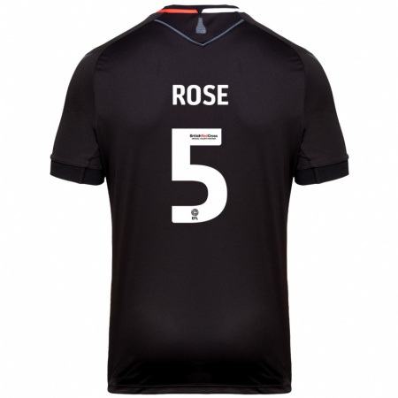 Kandiny Mujer Camiseta Michael Rose #5 Negro 2ª Equipación 2024/25 La Camisa Chile