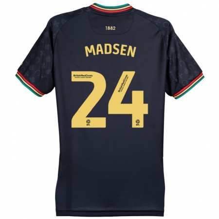 Kandiny Mujer Camiseta Nicolas Madsen #24 Azul Marino Oscuro 2ª Equipación 2024/25 La Camisa Chile