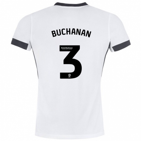 Kandiny Mujer Camiseta Lee Buchanan #3 Blanco Negro 2ª Equipación 2024/25 La Camisa Chile