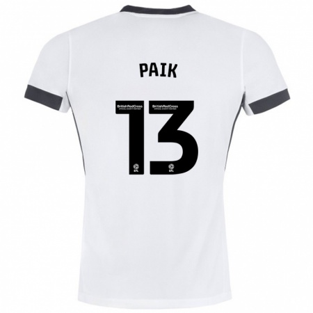 Kandiny Mujer Camiseta Seung-Ho Paik #13 Blanco Negro 2ª Equipación 2024/25 La Camisa Chile