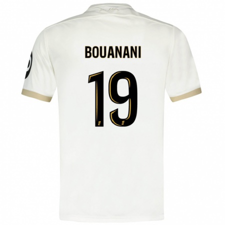 Kandiny Mujer Camiseta Badredine Bouanani #19 Blanco Dorado 2ª Equipación 2024/25 La Camisa Chile