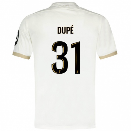 Kandiny Mujer Camiseta Maxime Dupé #31 Blanco Dorado 2ª Equipación 2024/25 La Camisa Chile