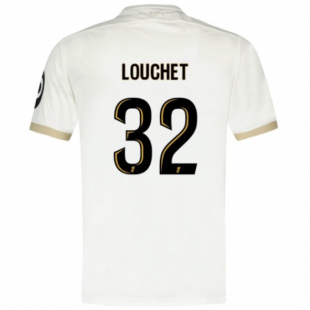 Kandiny Mujer Camiseta Tom Louchet #32 Blanco Dorado 2ª Equipación 2024/25 La Camisa Chile